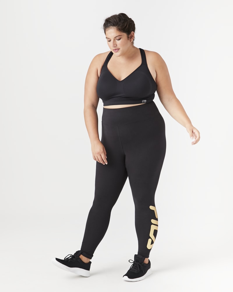Cora Plus Size Full Length Legging Black Gold